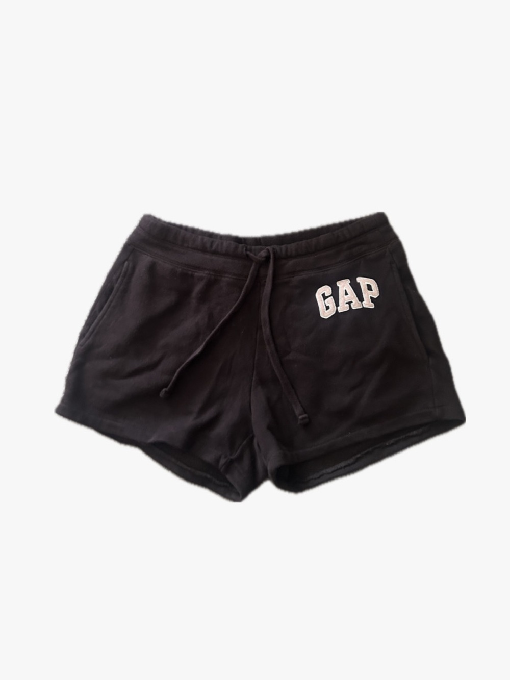 GAP Black Women's Drawstring Athletic Shorts with White Logo